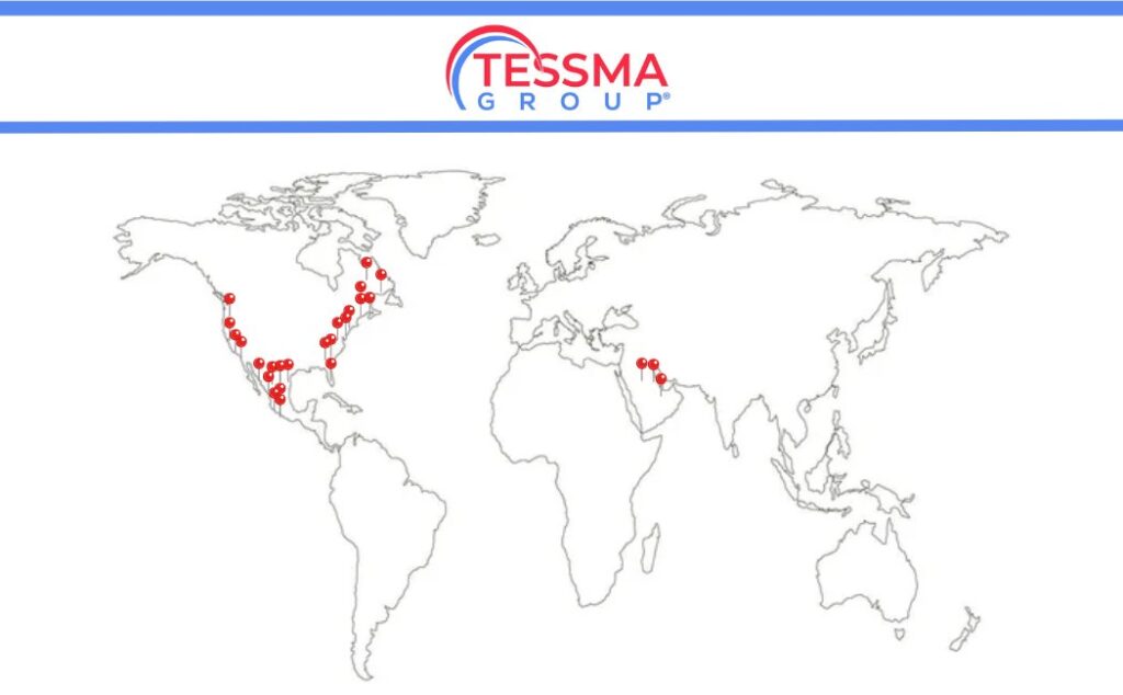 world map of Tessma Group's sales